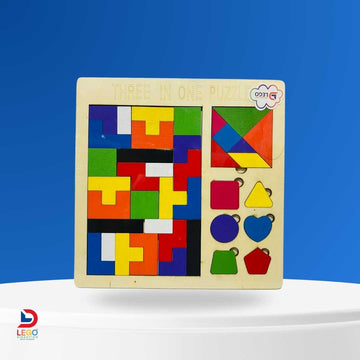 Set Montessori Didáctico Educativo en Madera - Rompecabezas Tetris Ruso con Tangram y Figuras Geométricas 3en1