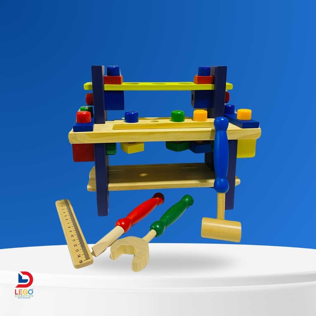 Set Montessori Didáctico Educativo en Madera - Mesita de Herramientas