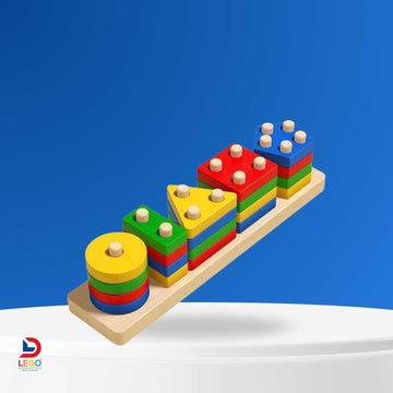 Encajable Montessori Didáctico Educativo en Madera - Figuras Geométricas X5 Multicolor