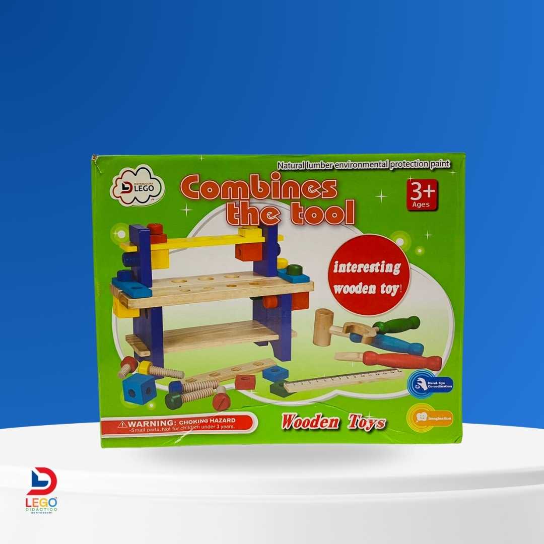 Set Montessori Didáctico Educativo en Madera - Mesita de Herramientas